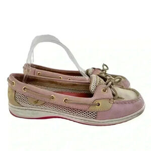 Sperry topsider flats size 8.5 pink cream nubuck leather coastal boatshoes
